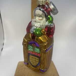 Department 56 Santa Juke Box Radio Glass Christmas Ornament 7" - Great condition